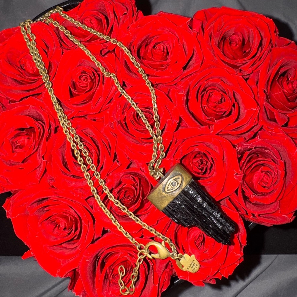 💥SALE💥Karma and Luck Black Tourmaline Protection Necklace | Evil Eye | Gold Tone